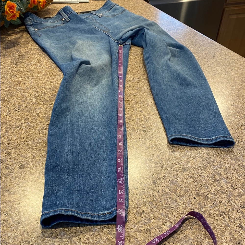 Seven7 Seamless Pull On Skinny Blue Jeans L/G MUSTY Faux Front Pockets No Zipper - Picture 9 of 16